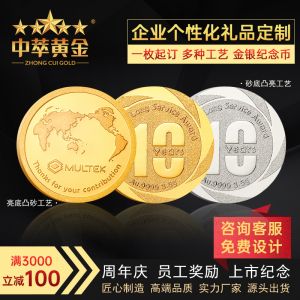 金(jīn)币定制純金(jīn)999紀念品足金(jīn)定做員(yuán)工(gōng)周年(nián)慶禮品徽章(zhāng)金(jīn)牌銀币定制